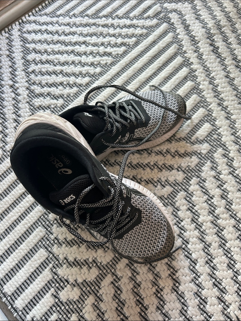 ASICS Black and Gray Knit Running Sneakers